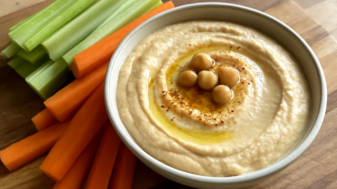 Hummus di ceci con bastoncini di sedano e carote"