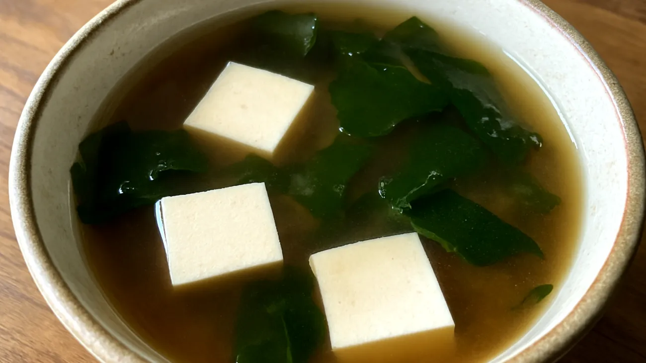 Zuppa di miso con tofu e alghe wakame"